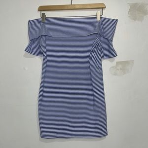 Size M Women’s A Pea In The Pod Maternity Striped Off the Shoulder Shirt Blue